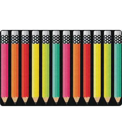 Schoolgirl™ Style Black White & Stylish Brights Pencils Rug, 7'6" x 12'