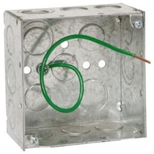 4 in. Square Deep Welded Box With 1/2 in. And 3/4 in. KO's With 10 1/2 in. Pigtail