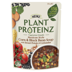  Heinz® Plant Proteinz™ Mexican Style Corn & Black Bean Soup with Sweet Potato & Coriander 330g 