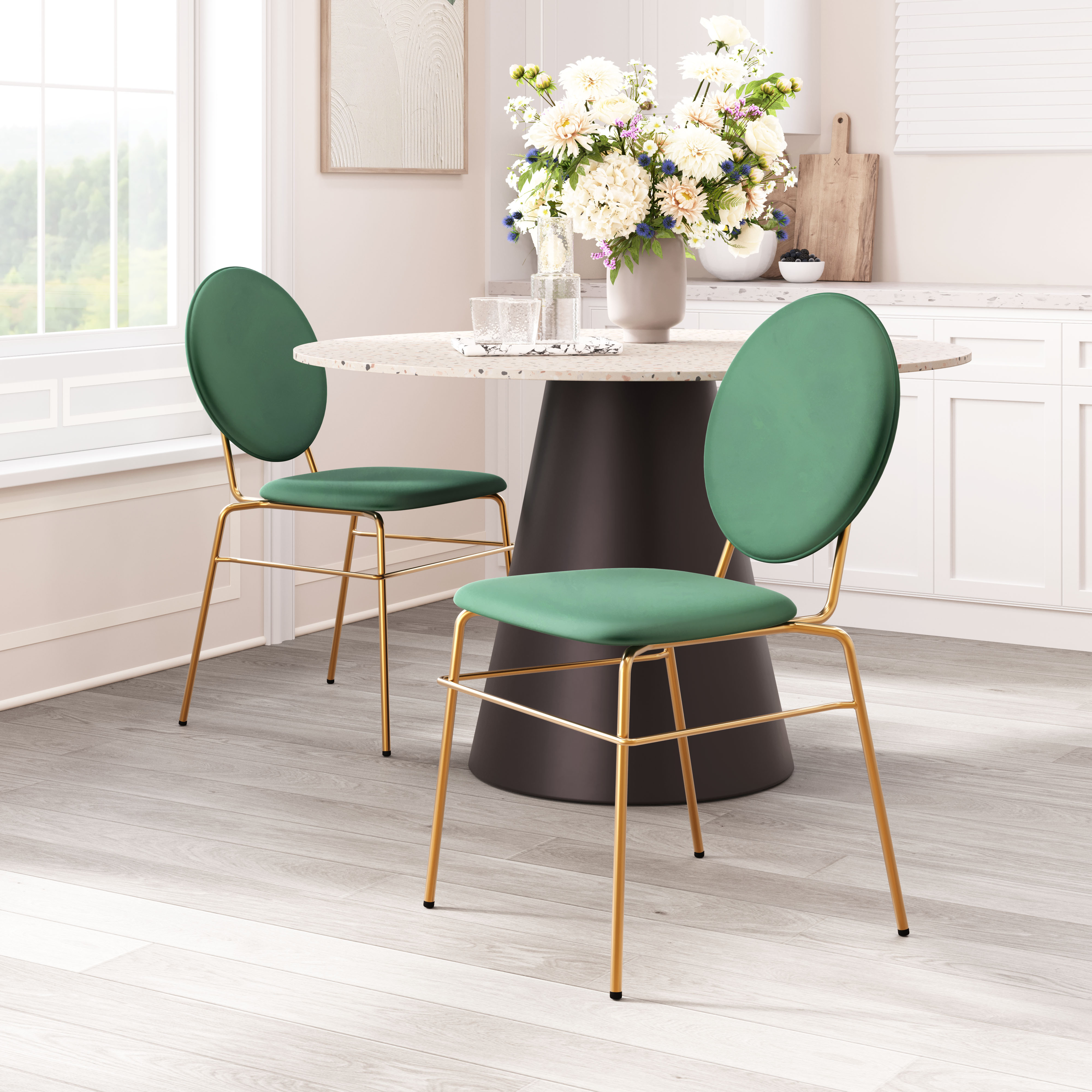 Odessa Dining Chair (Set of 2) Green & Gold product image