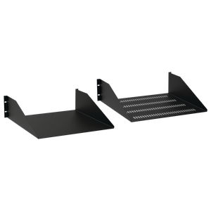 Rack-Mount Single-Sided Shelf, Steel, Fixed, Solid, 5.25 H x 19 W x 22 in. D, Jet Black