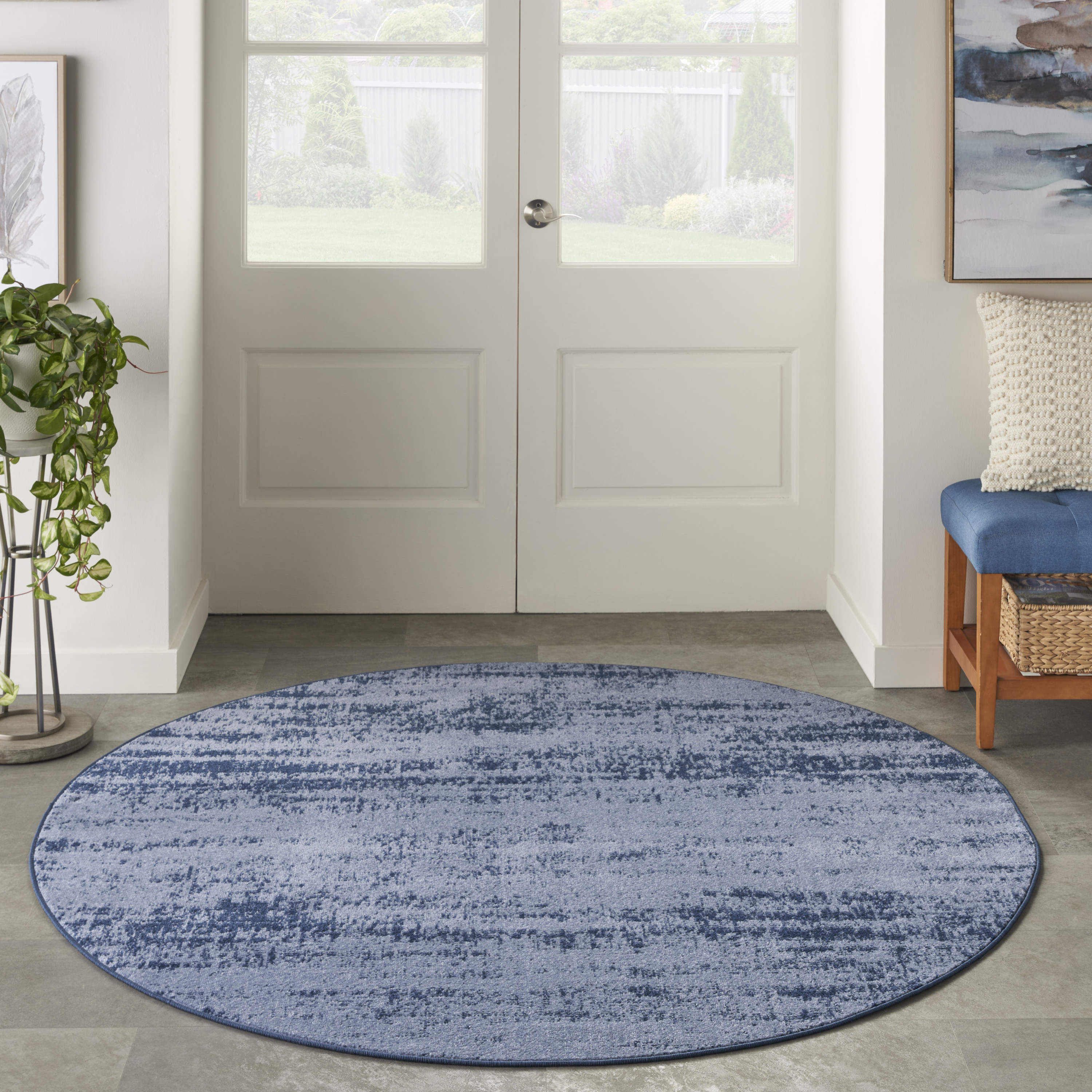 Nourison Nourison Essentials 6' x Round Denim Modern Rug