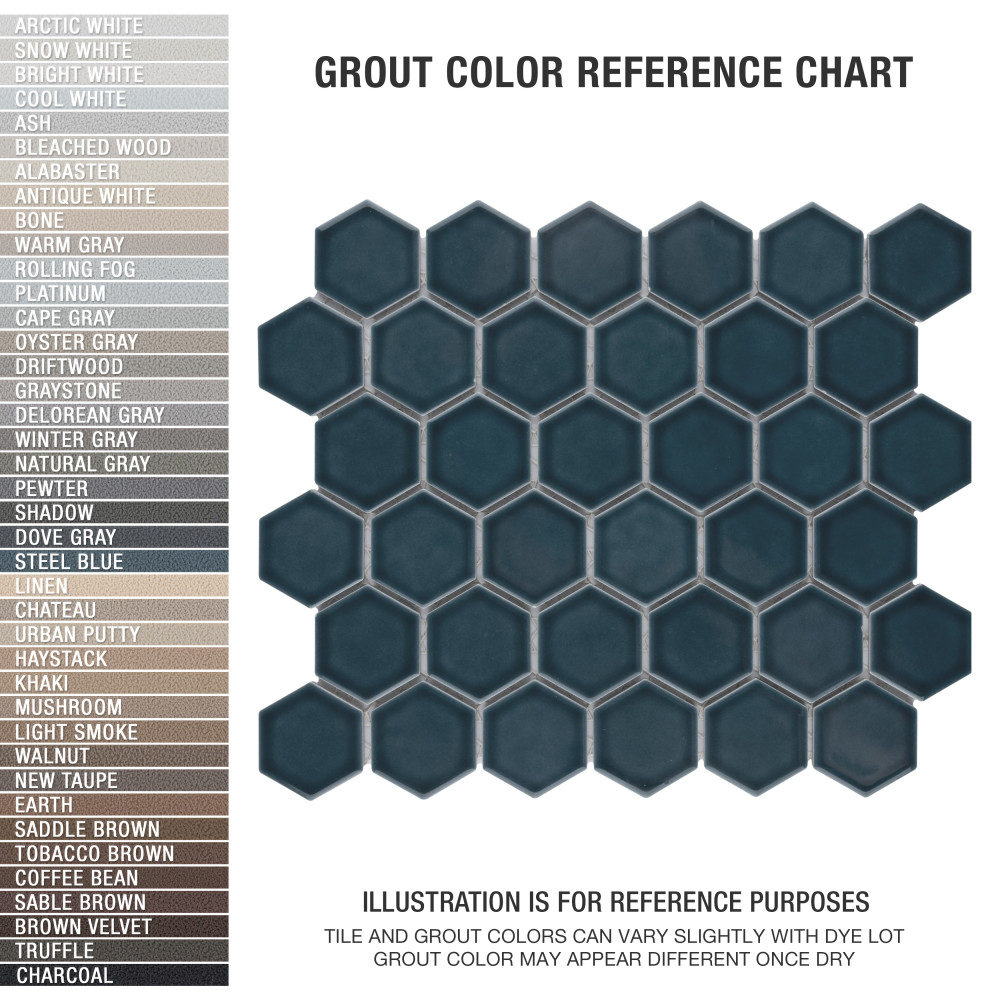 Tribeca 2″ Hex Glacier Blue 11-1/8 in. x 12-5/8 in. Porcelain Mosaic Tile