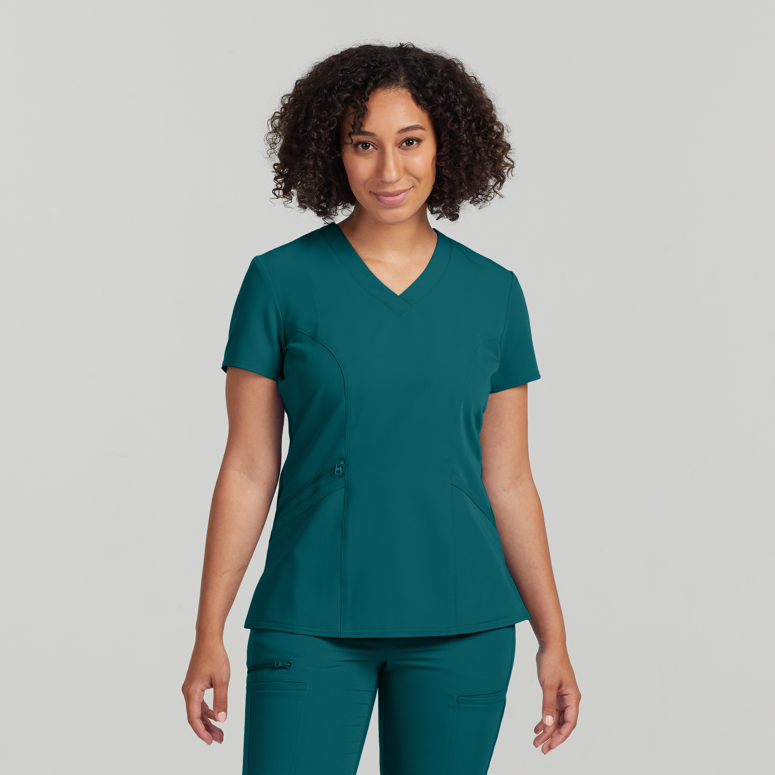White Cross V-Tess WT134 Women&#8216;s 3-Pocket Wrinkle Resistant V-Neck Scrub Top with Back Knit Panels WSL-White Cross