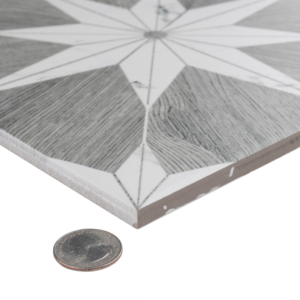 Llama Stella Loire Verso Silver Smoke 9-3/4 in. x 9-3/4 in. Porcelain Floor and Wall Tile