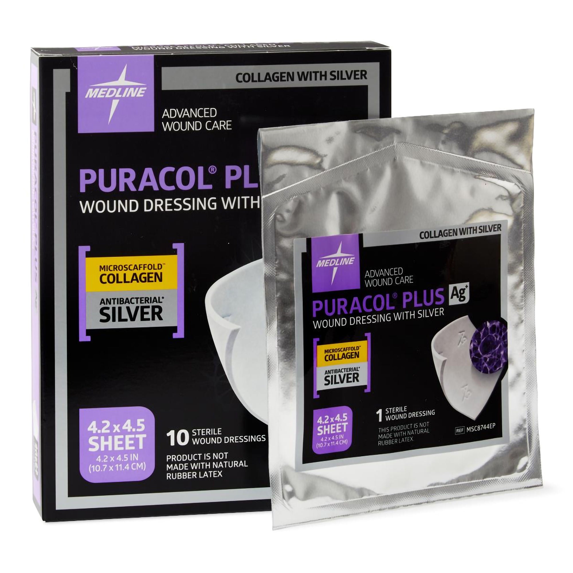 Medline DRESSING, WND PURACOL PLUS AG COLLAGEN W/SLVR 4X4 (10/BX)
