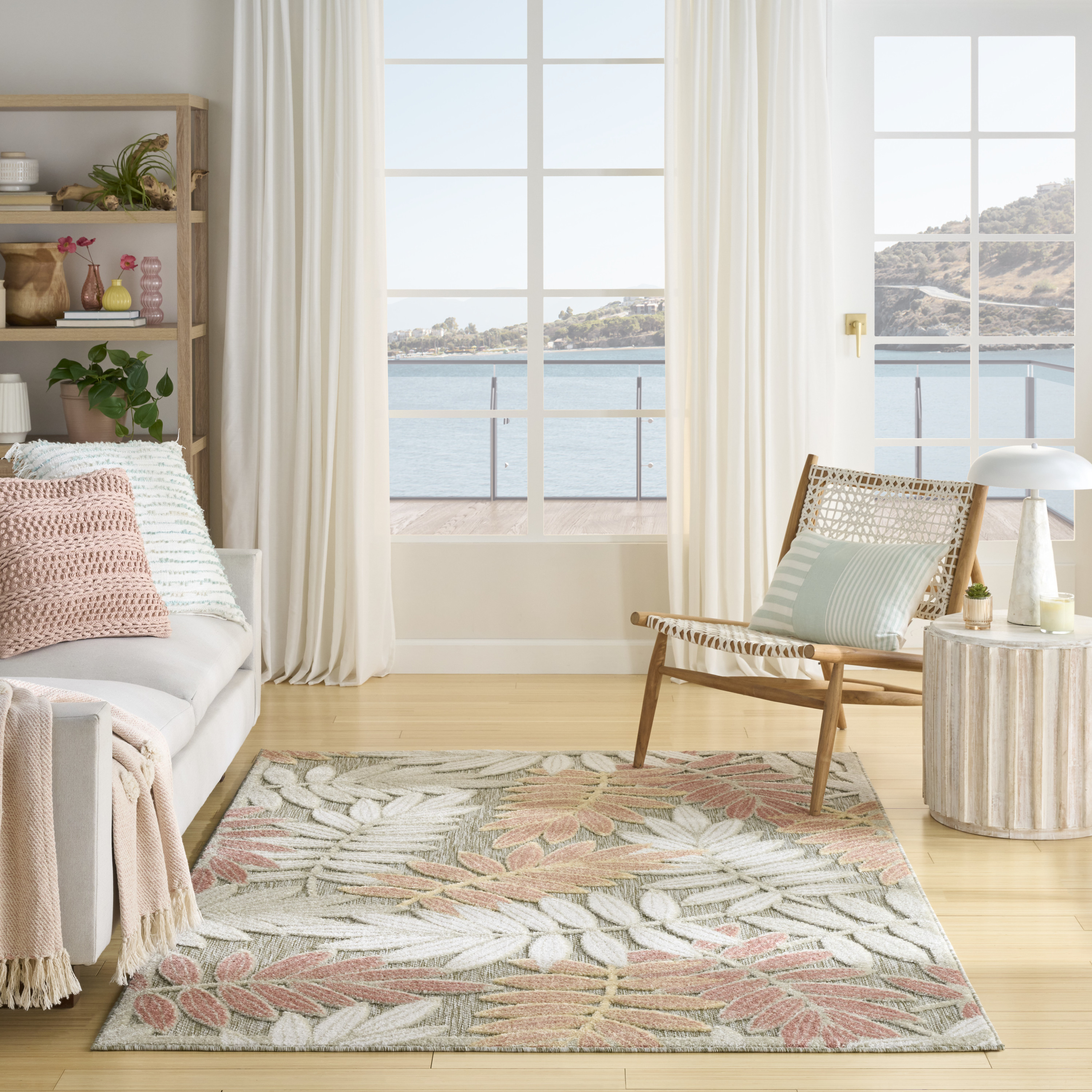 Nourison Aloha 5'3" x 7'5" Sage Rose Modern Rug