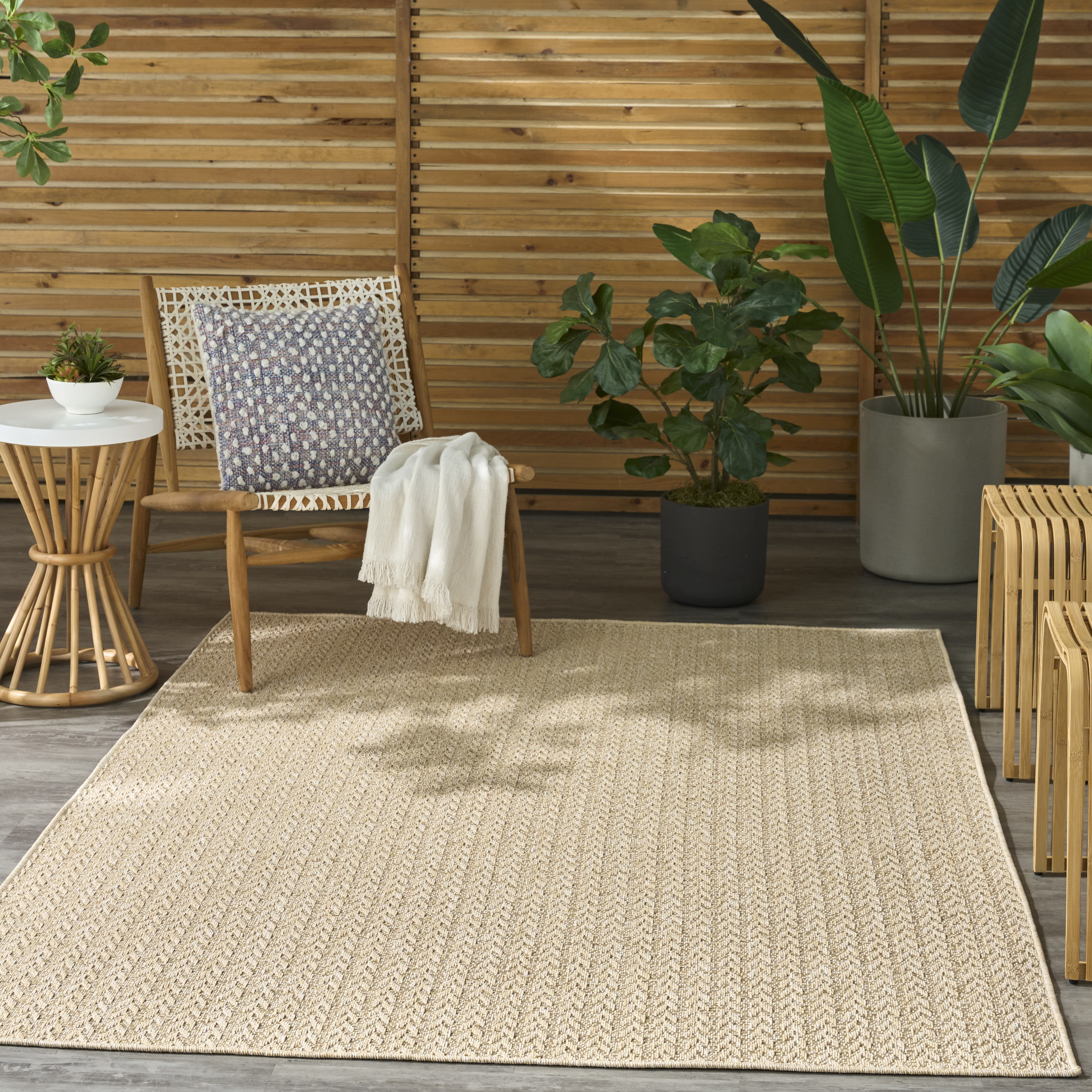 Nourison Tulum 6' x 9' Cream Outdoor Rug