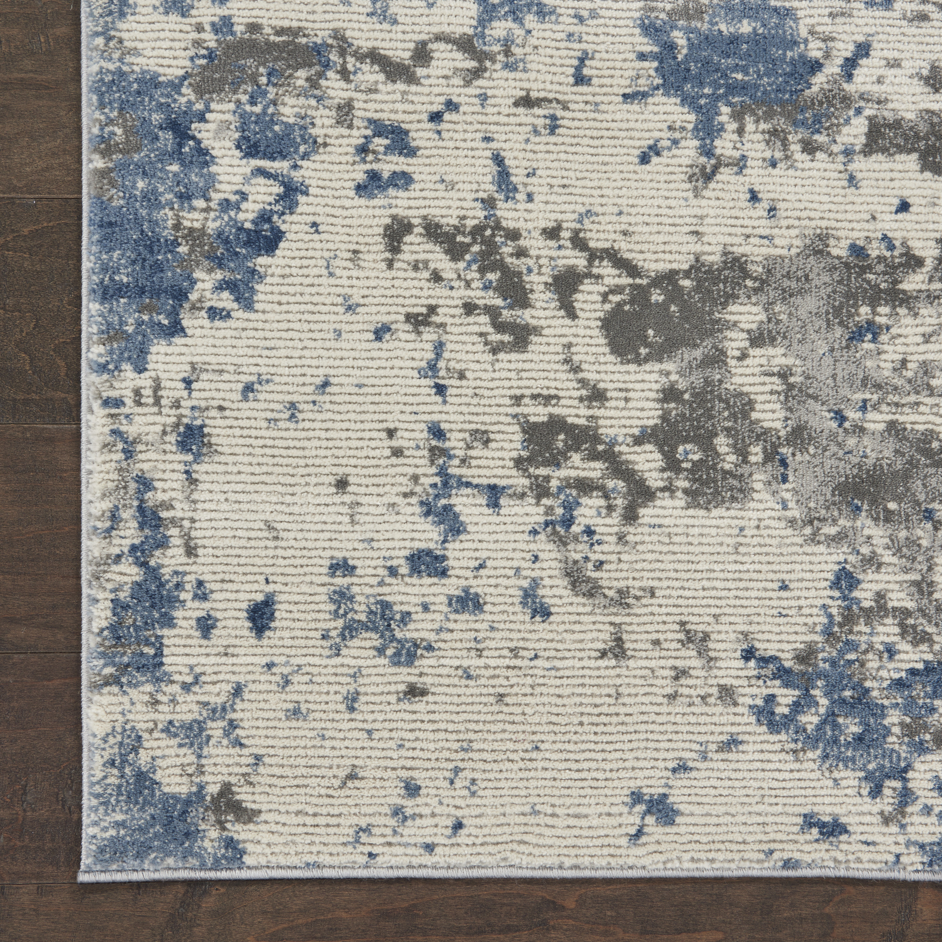 Nourison Rustic Textures 2'2" x 7'6" Grey Blue Modern Indoor Rug