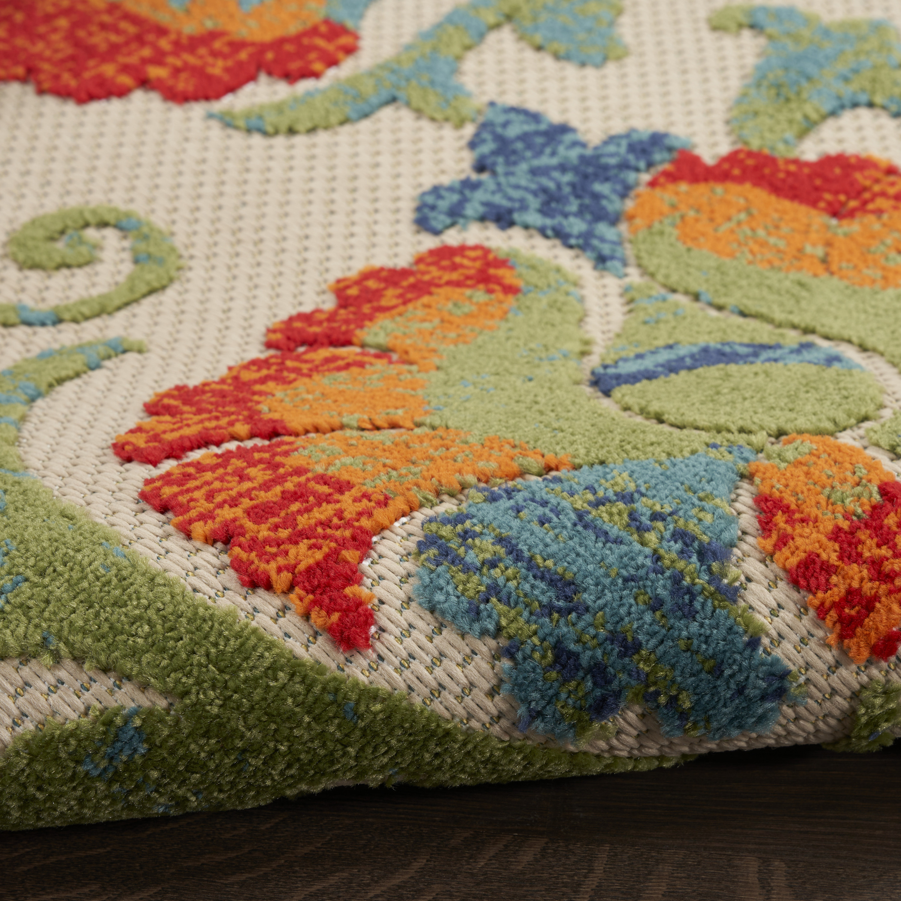 Nourison Aloha 6' x 9' Red Multicolor Farmhouse Rug