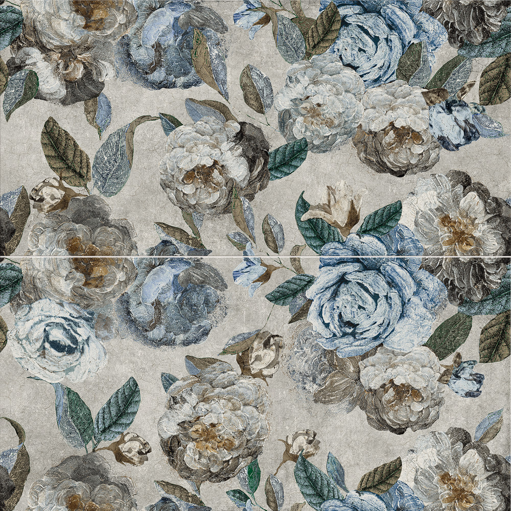 Parete Fiori Grey 23-1/2 in. x 47 in. Porcelain Floor and Wall Tile