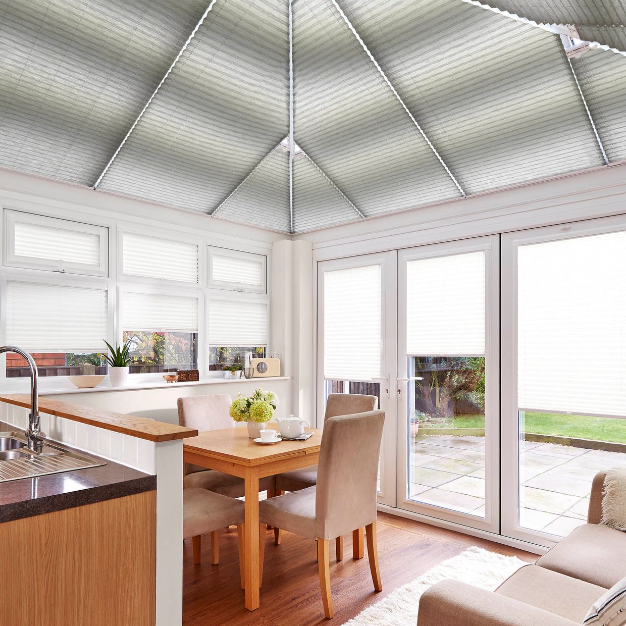 Harmony Grey Conservatory Roof Pleated Blind