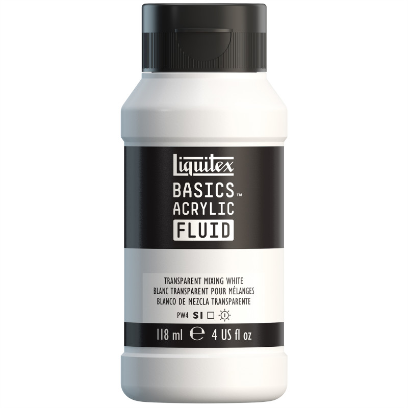 BASICS Acrylic Fluid, 118 mL Bottle, Transparent Mixing White