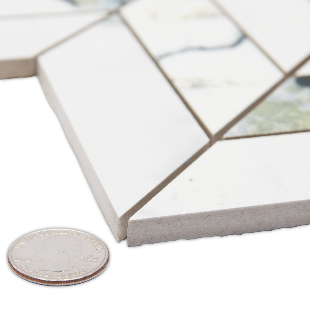 Touche Chevron Jade 11-3/4 in. x 12-1/4 in. Porcelain Mosaic Tile