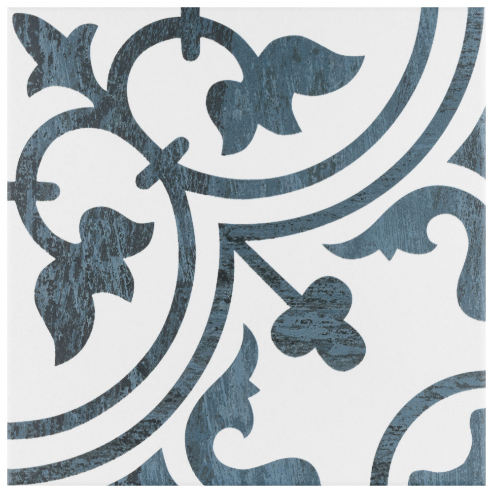 Cassis Arte Black 9-3/4 in. x 9-3/4 in. Porcelain Floor and Wall Tile