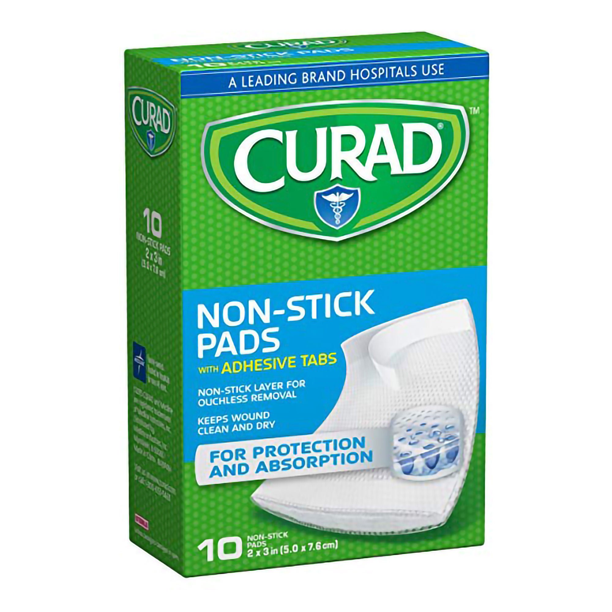 Curad® nonstick Pads with Adhesive Tabs, 2 x 3 Inch