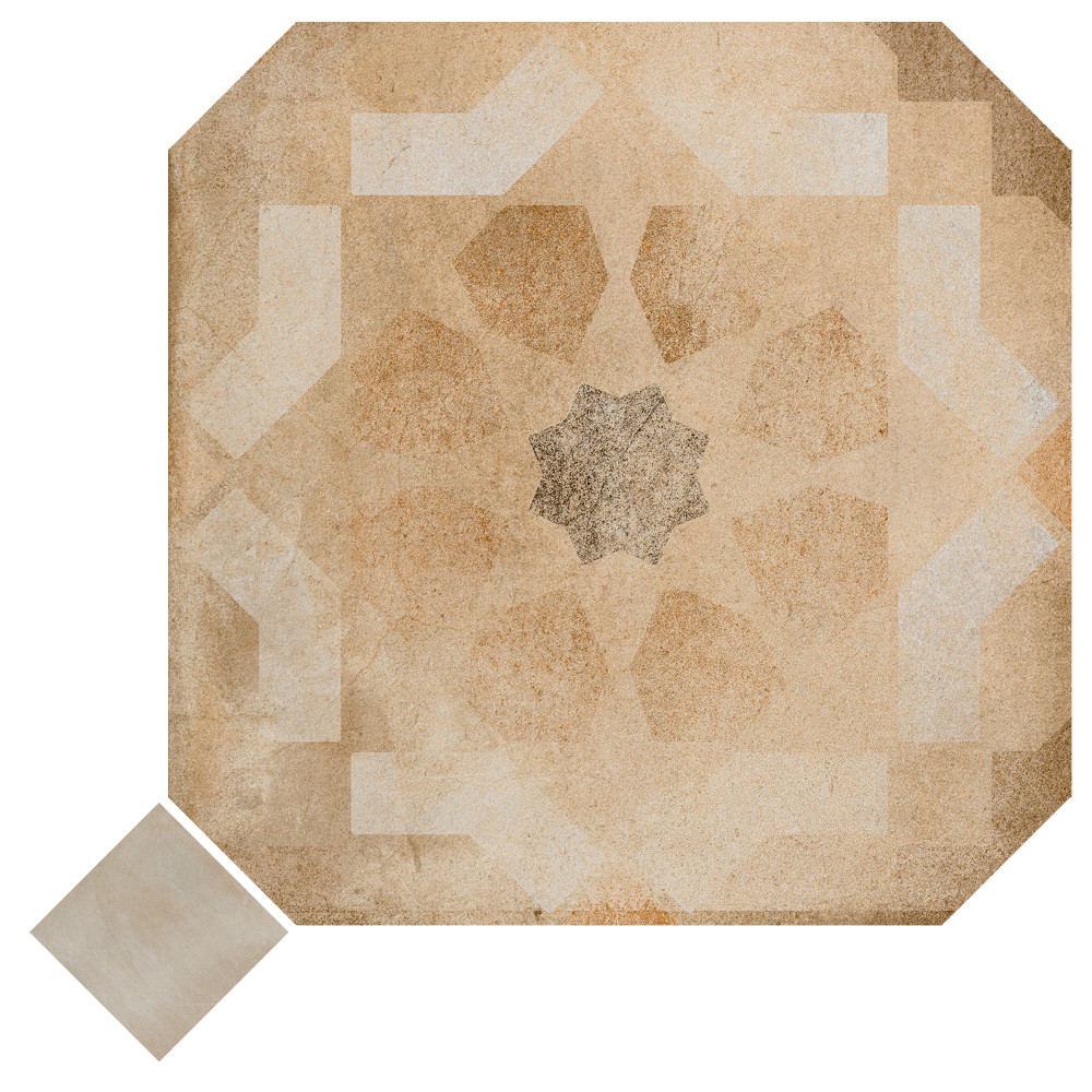 Laverton Octagon Deco Multicolor with Taco Arena 7-7/8 in. x 7-7/8 in. Porcelain Floor and Wall Tile