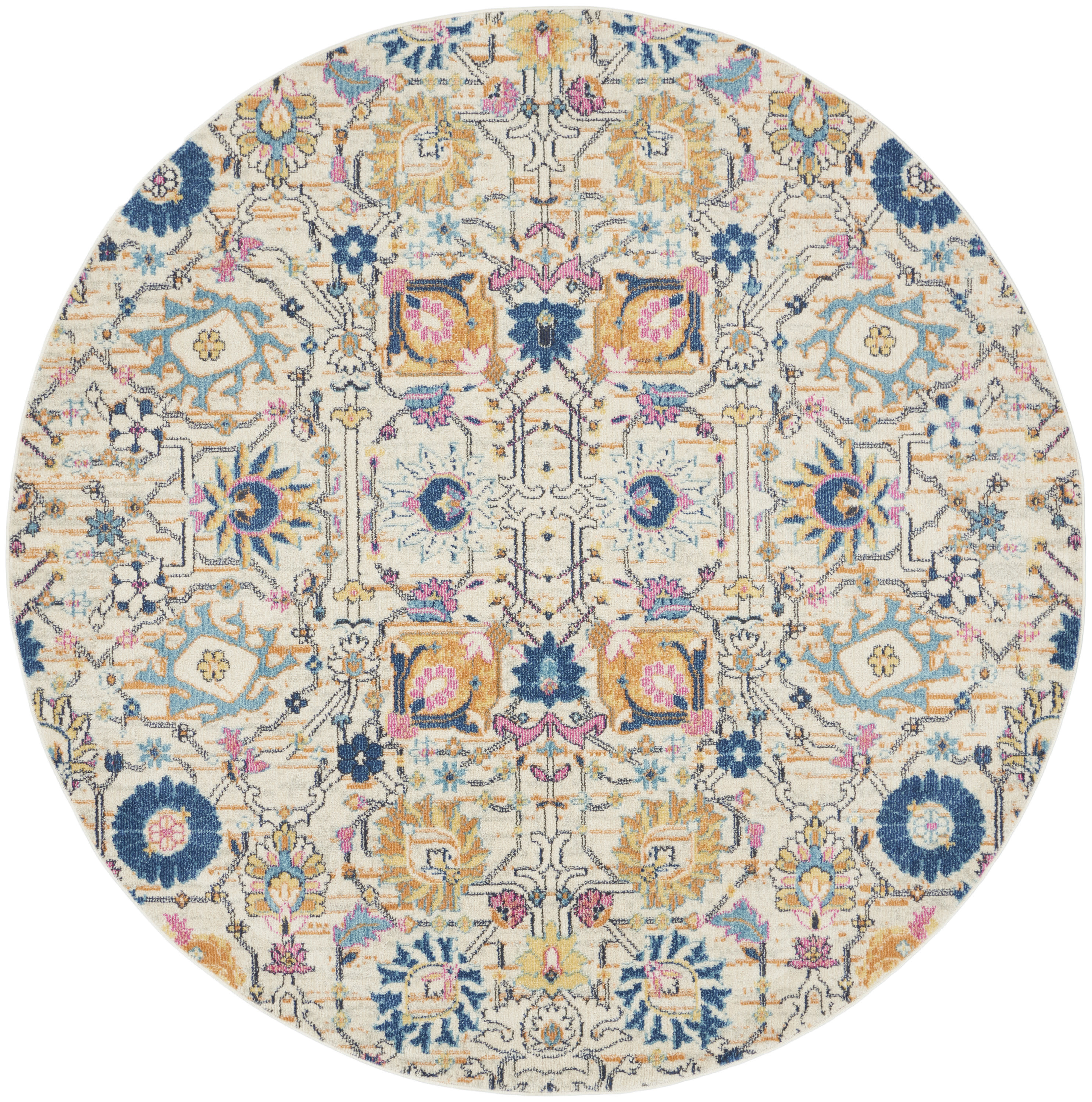 Nourison Passion 8' x Round Ivory Multicolor Bohemian Indoor Rug