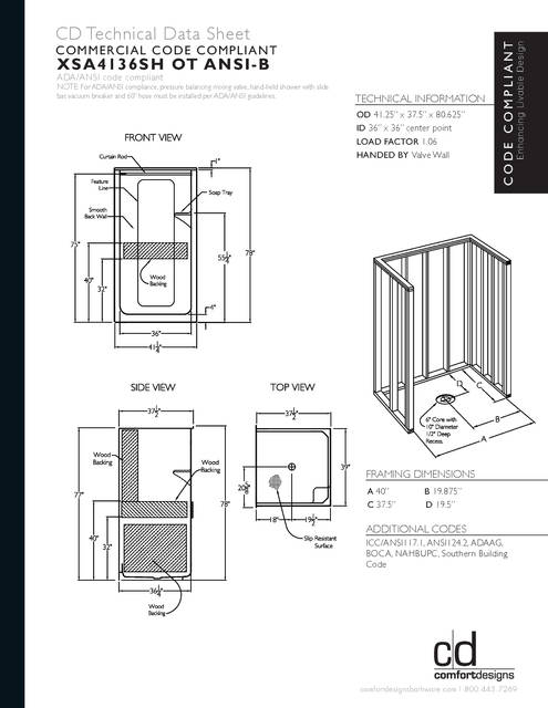 Tech Data Sheet — Cd Shower Tech Data Xsa 4136sh Ot ANSI Type B