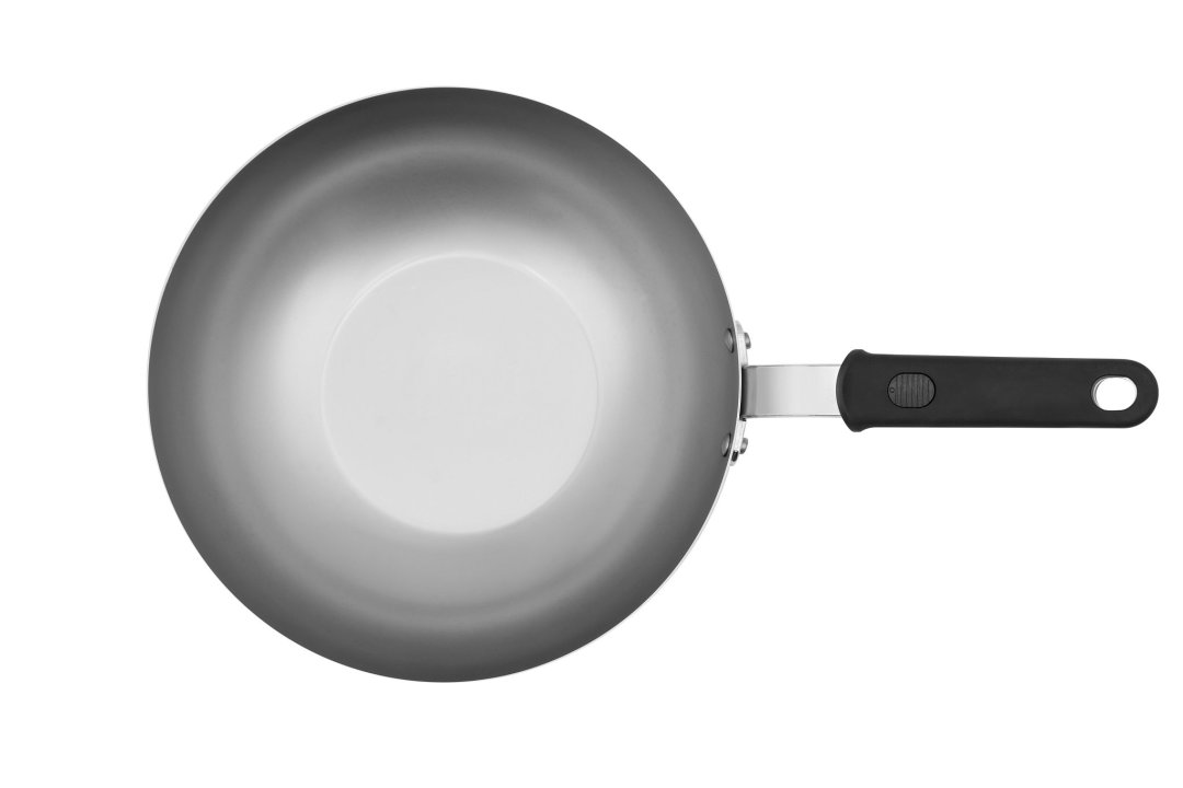 11-inch carbon steel stir-fry pan with silicone handle