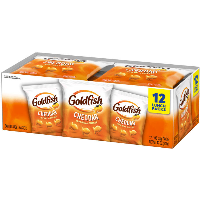 Goldfish® Cheddar Crackers, 12 count box, 1 oz, bag - Right Angle Image