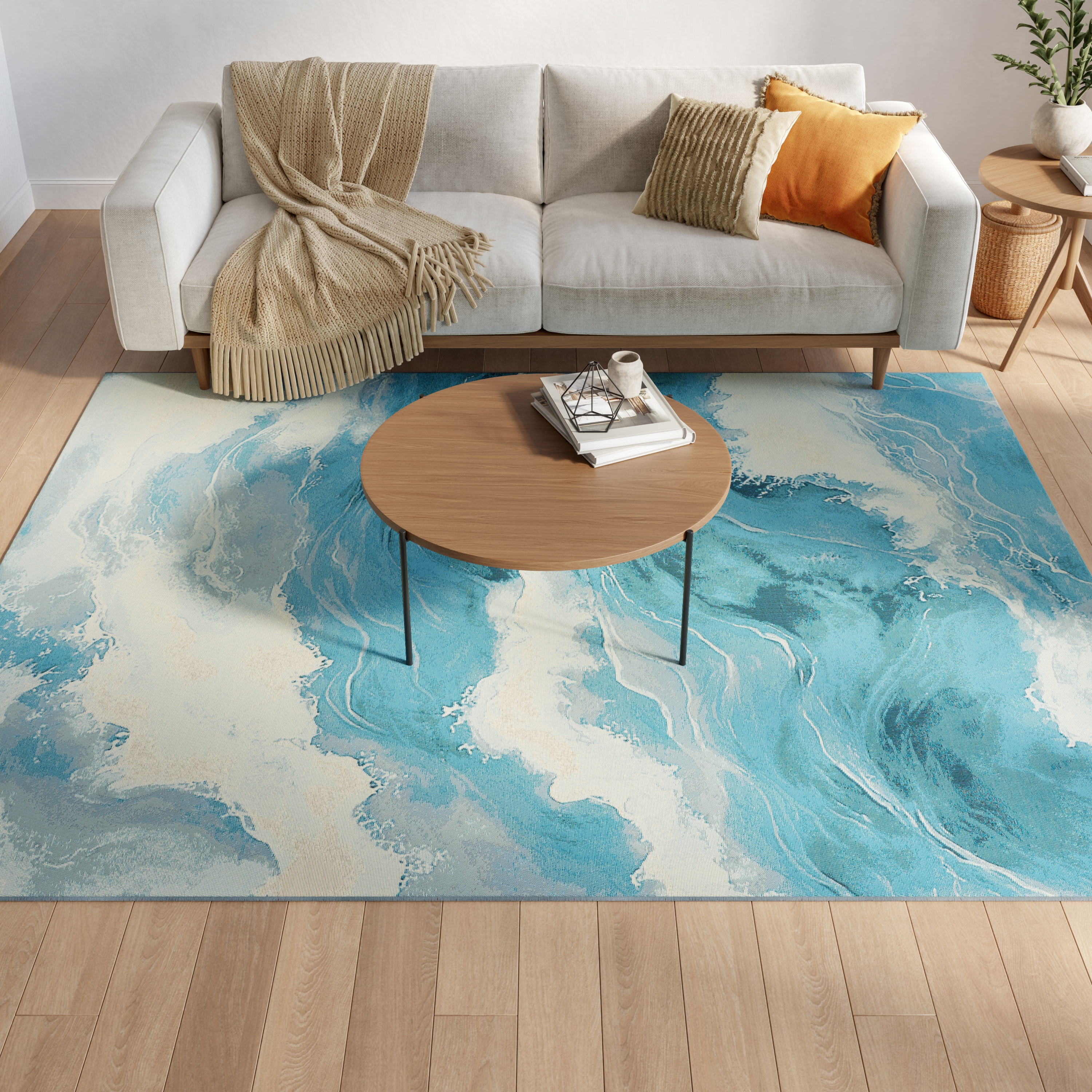 Nourison Color Splash 4' x 6' Ivory Blue Coastal, Nautical & Beach Rug