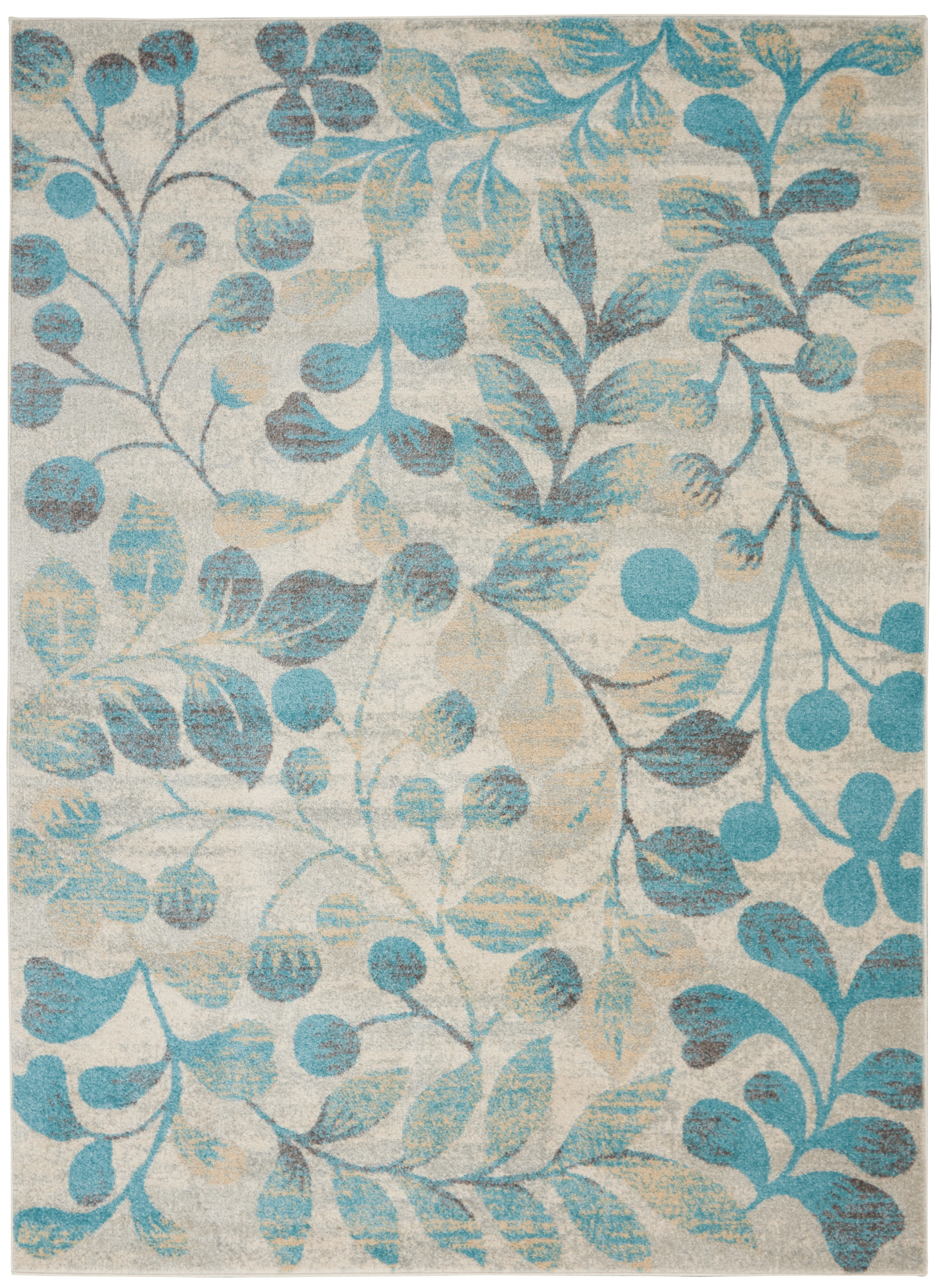 Nourison Tranquil 4' x 6' Ivory Turquoise Farmhouse Indoor Rug
