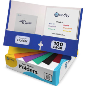Two-Pocket Paper Folders, Letter Size, Assorted, 100 Pack