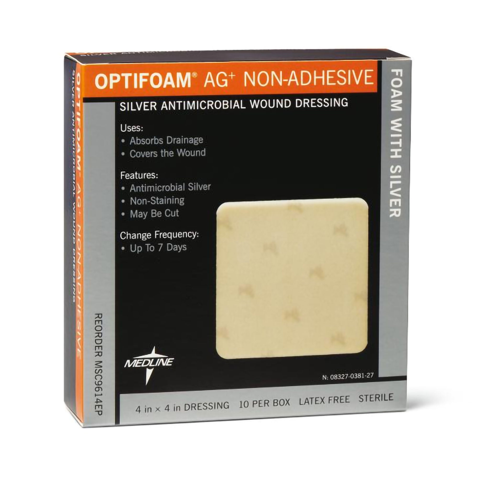 Optifoam® Ag+ Foam Dressing with Silver, 4 x 4 Inch