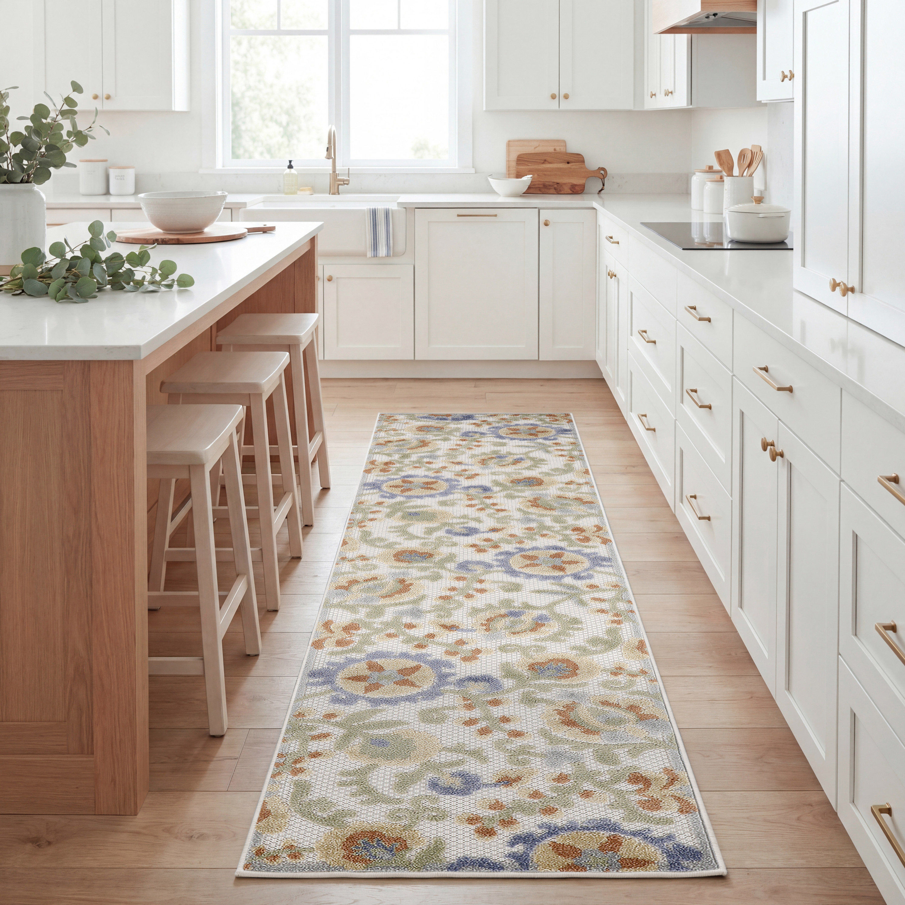 Nourison Aloha 2' x 6' Ivory Blue Outdoor Rug