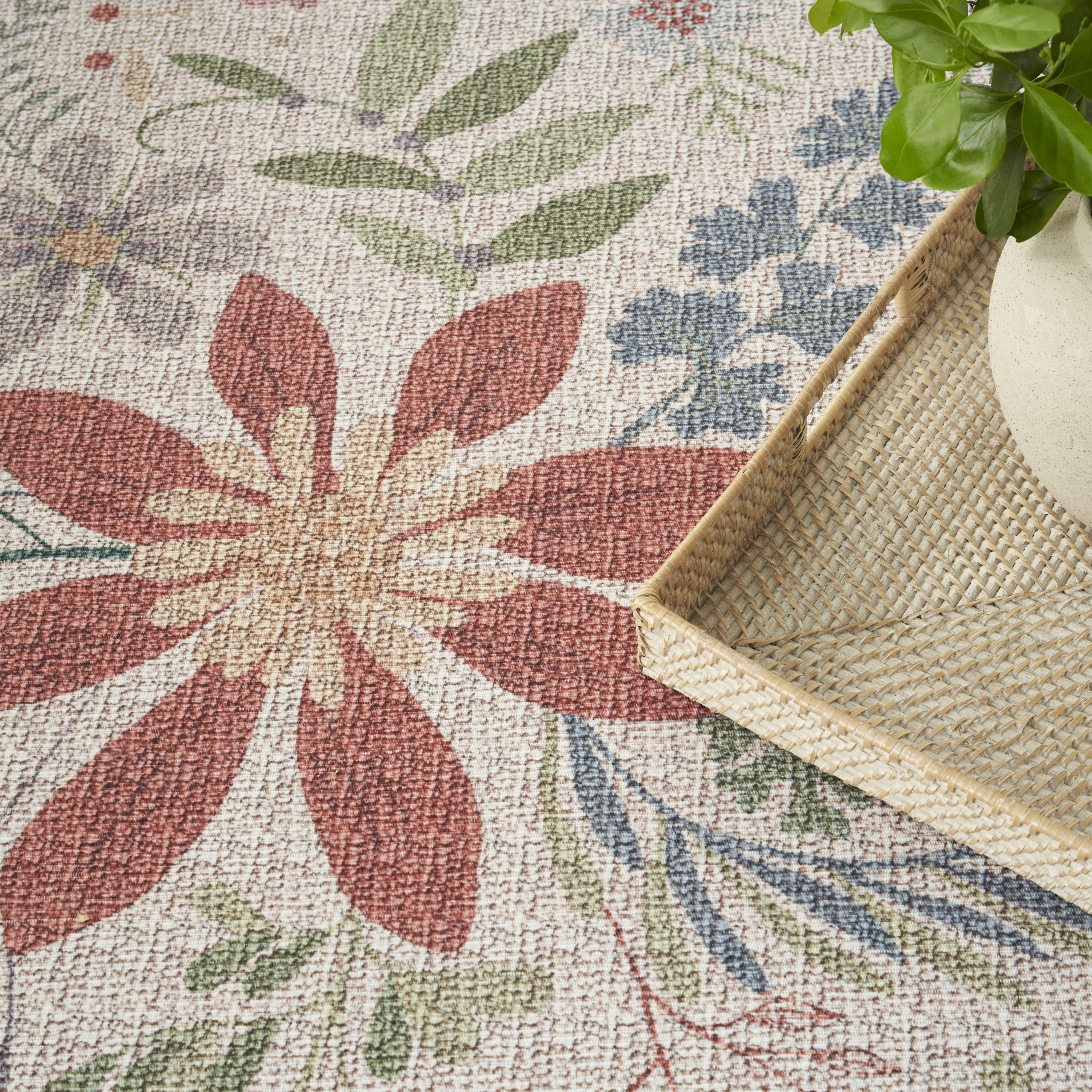 Nourison Nourison Washables 9'2" x 12' Cream Multicolor Farmhouse Indoor Rug