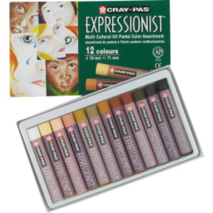 Cray-Pas Expressionist Oil Pastels, Skin Tone Assorted Colors, 12-Piece Set