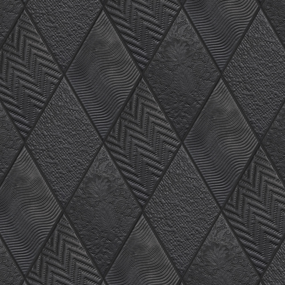 Rhombus Black 5.5x9.5 Rhombus Porcelain Floor and Wall Digital Pattern