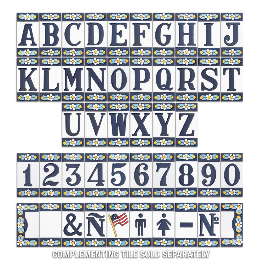 Sevillano Flora Address Letters V 2-1/8 in. x 4-3/8 in. Ceramic Wall Trim