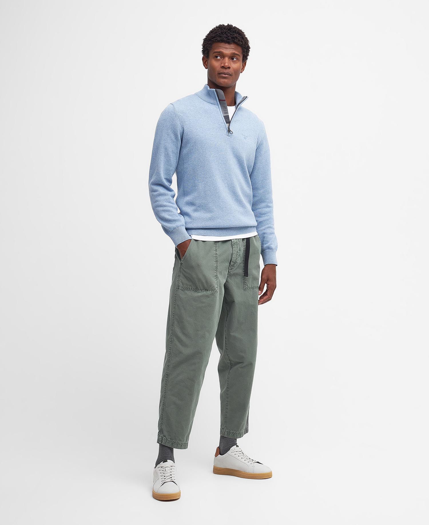 Felpa in cotone con mezza zip image number 1
