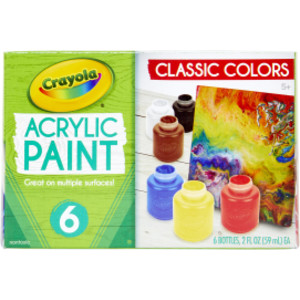 Acrylic Paint Set, 2 oz Bottles, 6 Colors