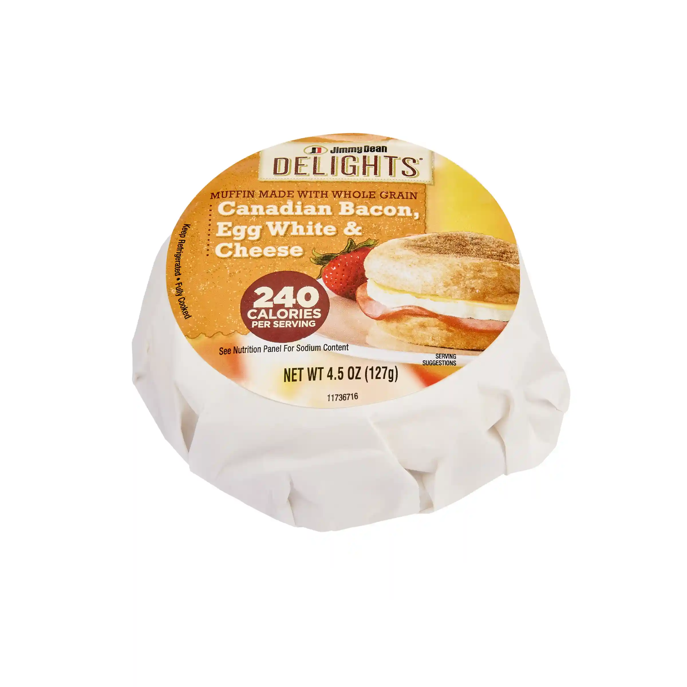 Jimmy Dean Delights® Butcher Wrapped Canadian Bacon, Egg White & Cheese Whole Grain Muffin_image_3