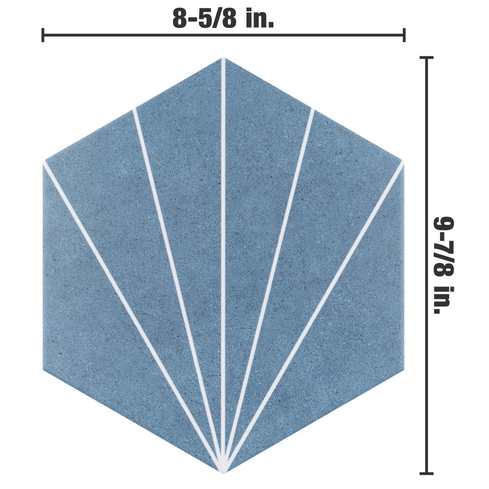Aster Hex Azul 8-5/8 in. x 9-7/8 in. Porcelain Floor and Wall Tile