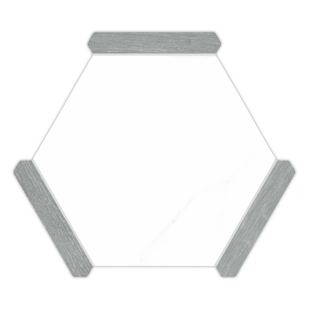 Marwood Panal Calacatta with Grey Picket 8-5/8 in. x 9-7/8 in. Porcelain Floor and Wall Tile