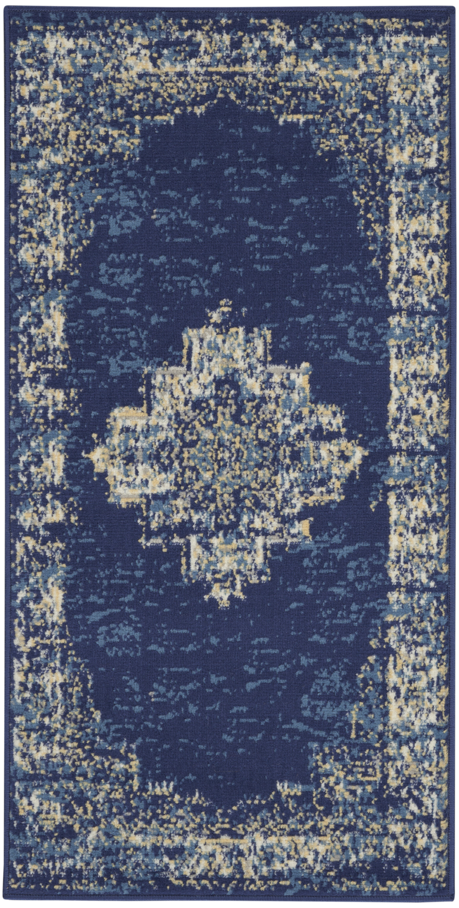 Nourison Grafix 2' x 4' Navy Blue Vintage Indoor Rug