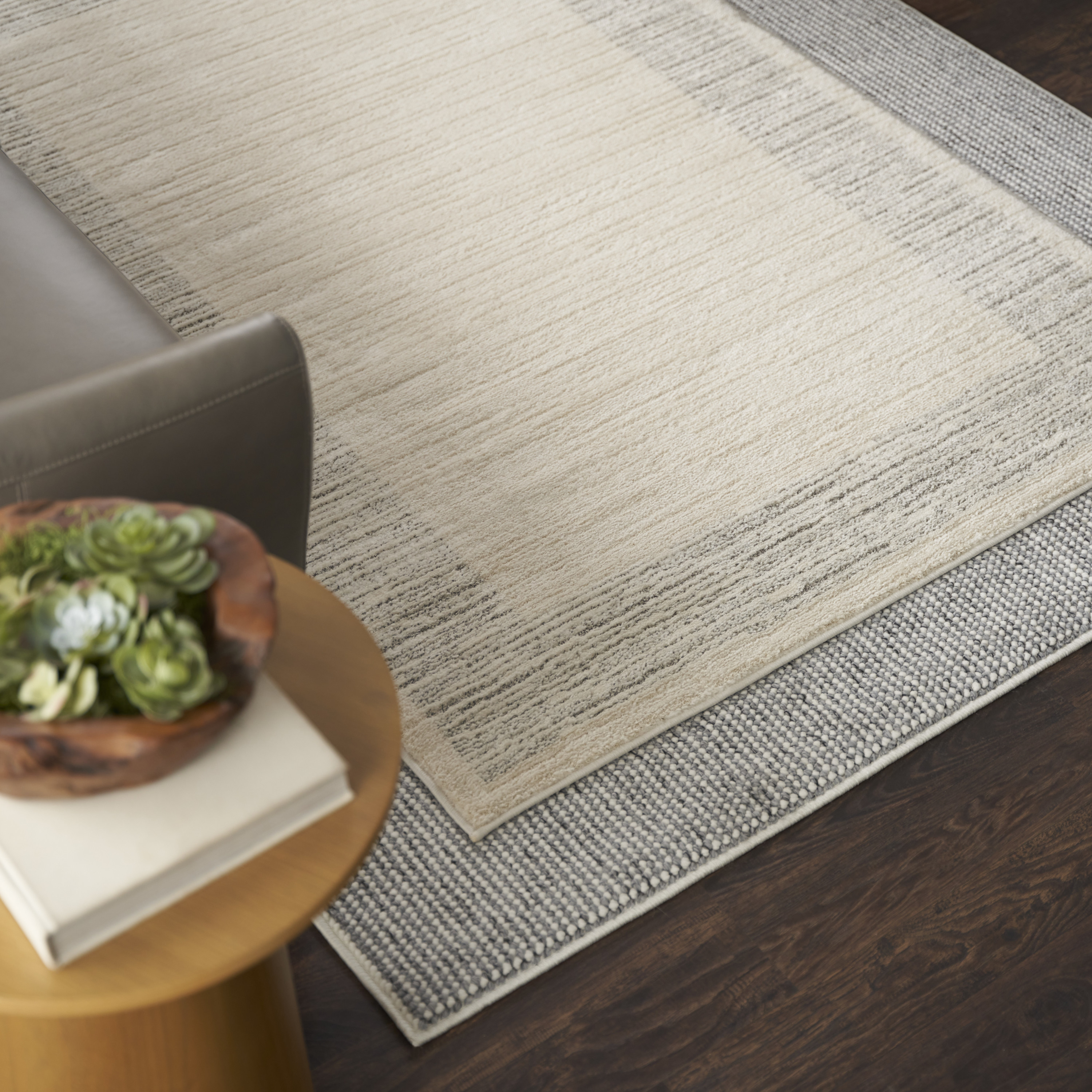 Nourison Natural Texture 5'3" x 7' Ivory Grey Farmhouse Indoor Rug