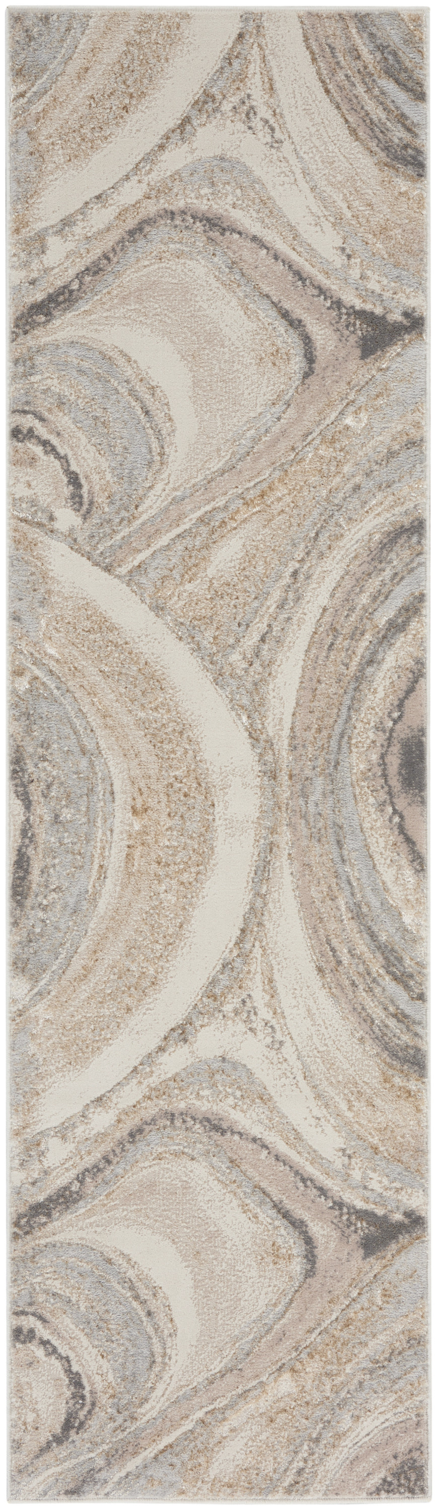 Nourison Splash 2'2" x 7'6" Cream Grey Modern Indoor Rug