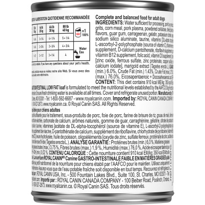 Royal Canin Veterinary Diet Canine Gastrointestinal Low Fat Canned Dog Food
