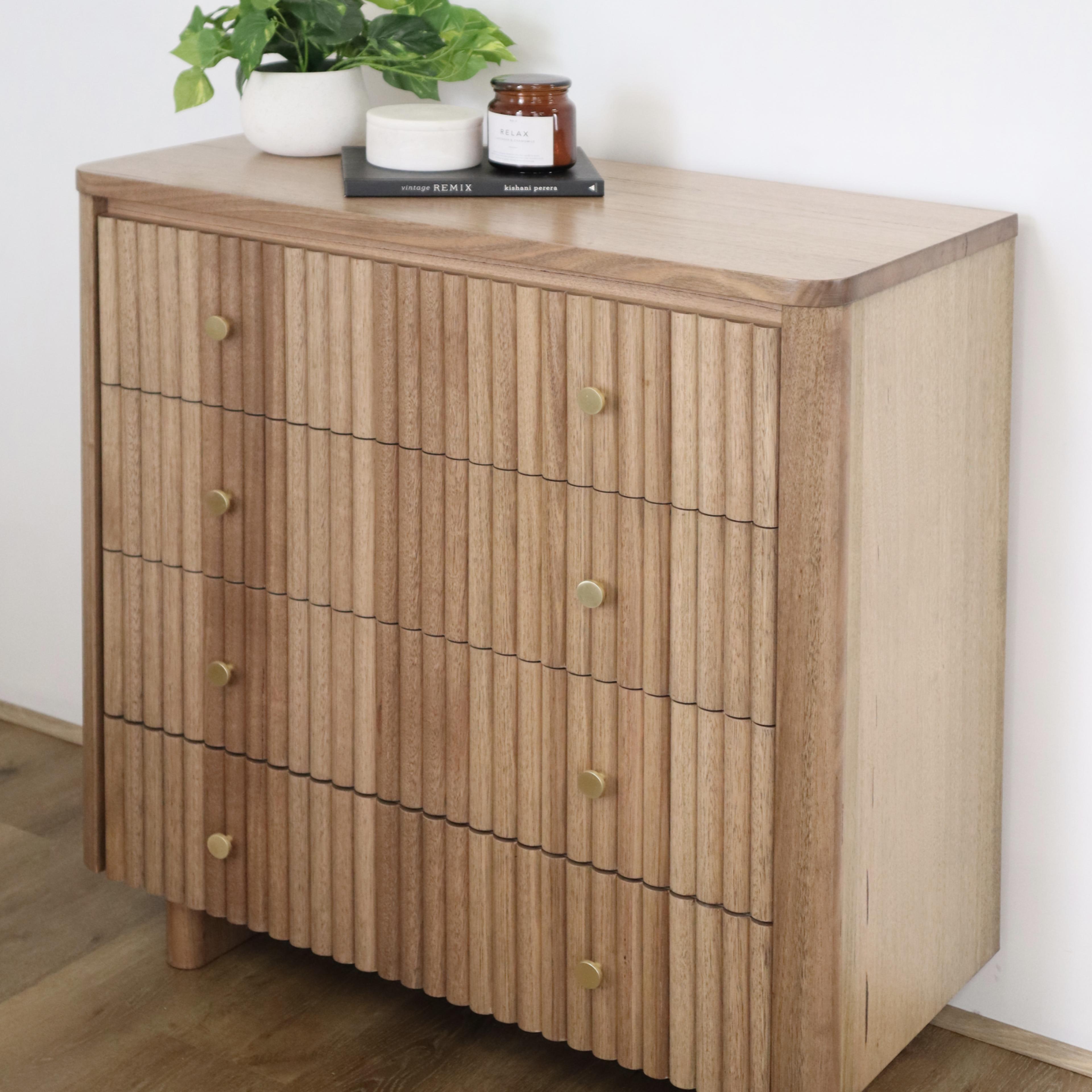 Lifestyle image of the Clifton Tallboy (4 Drawer), Smoked Oak from Forty Winks
