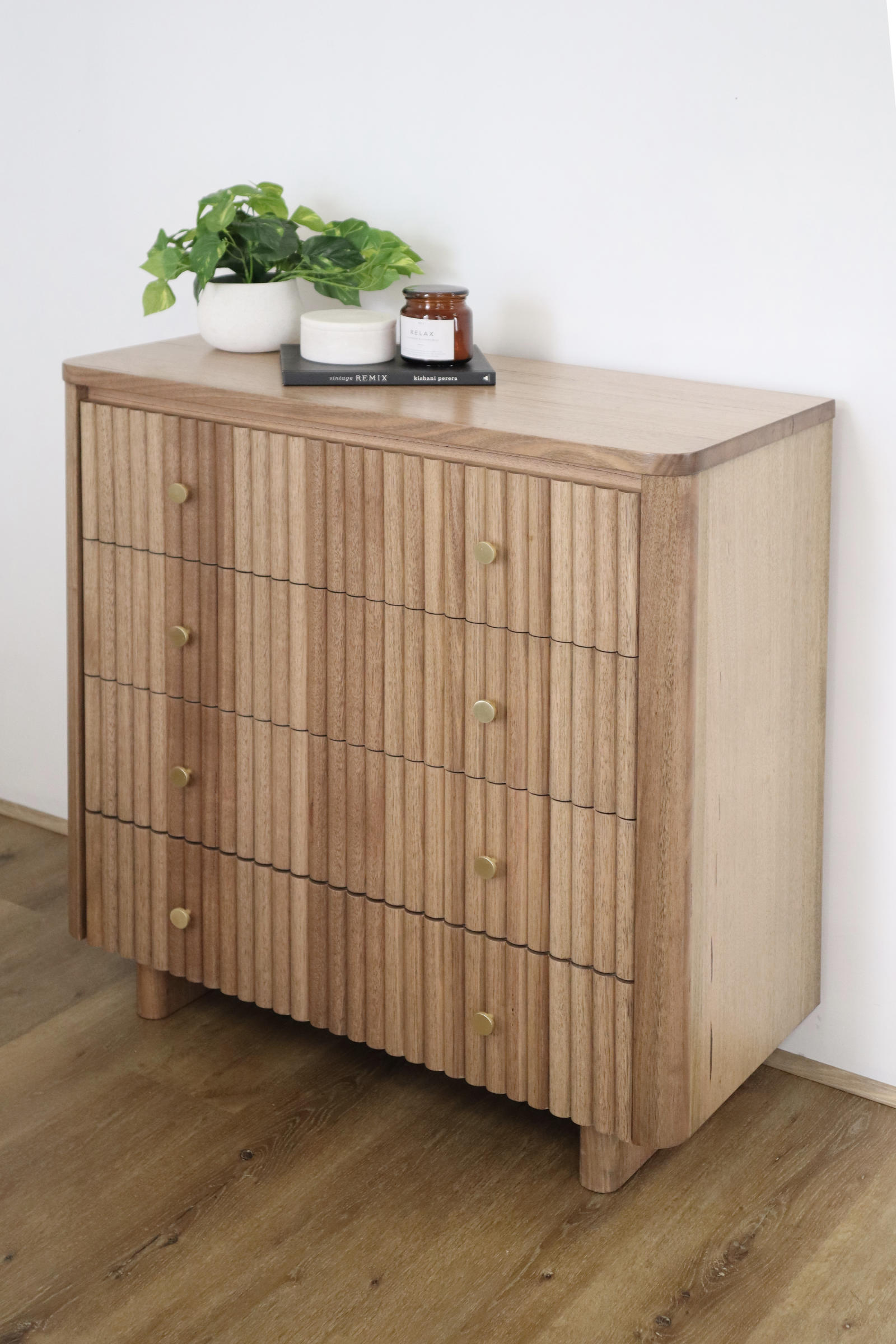 Lifestyle image of the  Clifton Tallboy (4 Drawer), Smoked Oak from Forty Winks