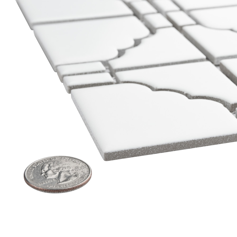 Sample – Osaka Matte White Porcelain Mosaic Tile