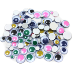 Wiggle Eyes, Peel'n Stick, Assorted Colors and Sizes, Bag of 100