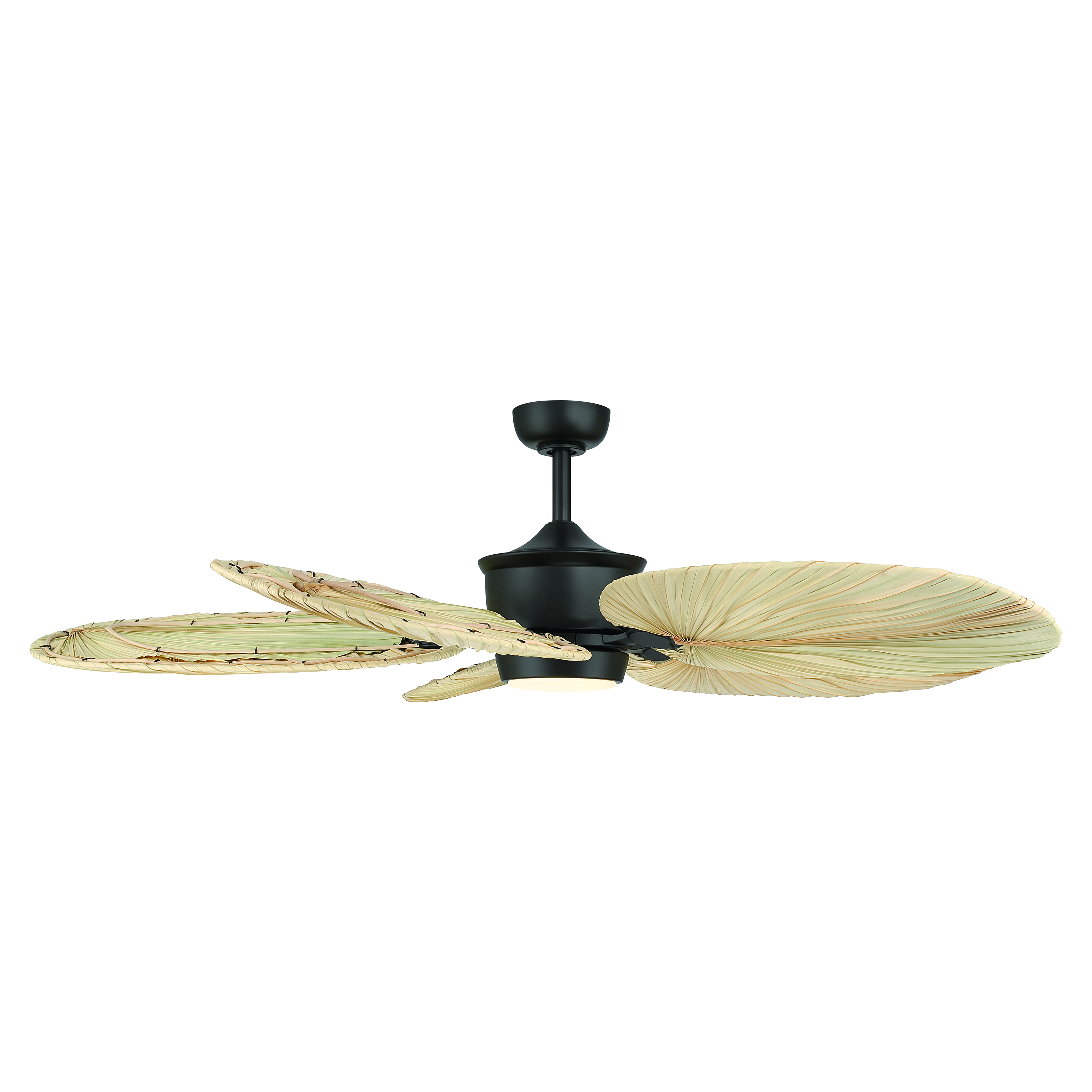 60" 5-Blade 5CCT LED Smart  Ceiling Fan - Coal and Natural Palm Blades with Etched Opal Lens - alternate view