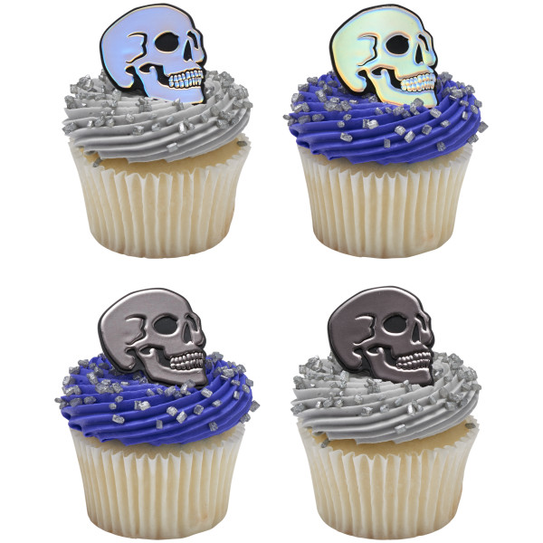 Metallic Skull Cupcake Rings