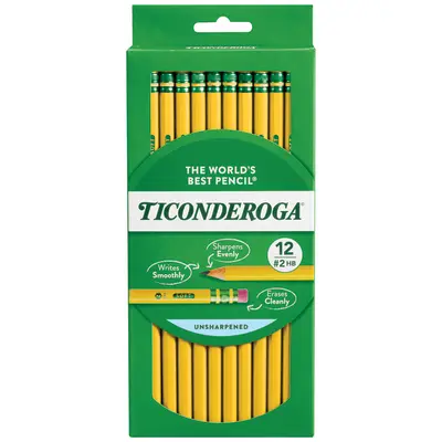 Ticonderoga Wood-Cased Pencils, #2 HB Soft, Yellow, 12 Count